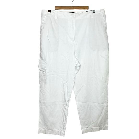 Talbots Supersoft Cargo Pants White Womens Size 16 High Rise Cropped Preppy - Picture 1 of 9